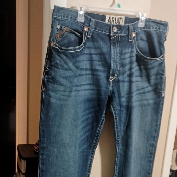 Ariat M4 Low Rise Boot Western Blue Denim Jeans Mens Size 38x36 - Picture 3 of 16